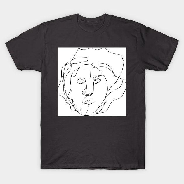 Blind contour drawing portrait T-Shirt by Radrenart